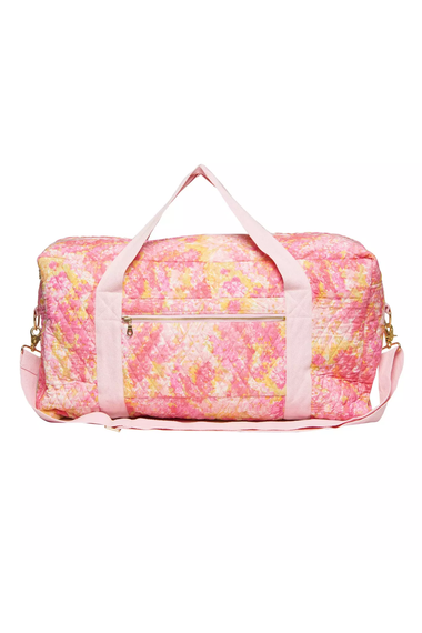 Pink Duffle Bag in Watercolour Floral Print - Bag