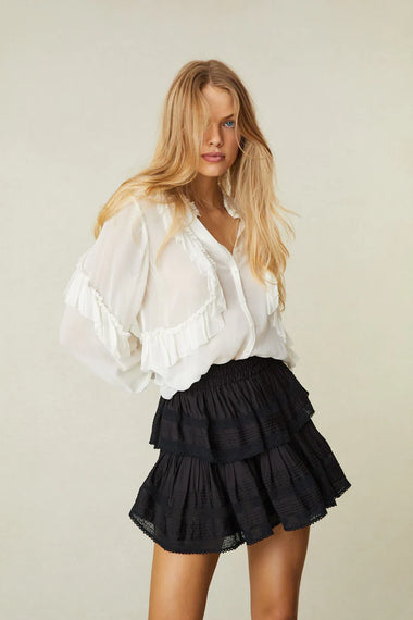 Ruffle Mini Skirt Black - Skirt