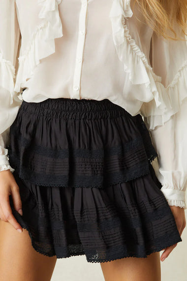 Ruffle Mini Skirt Black - Skirt