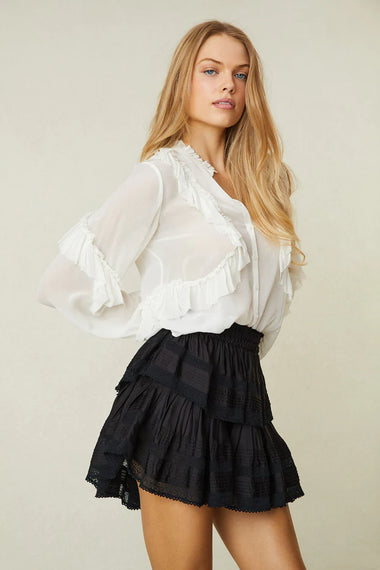 Ruffle Mini Skirt Black - Skirt