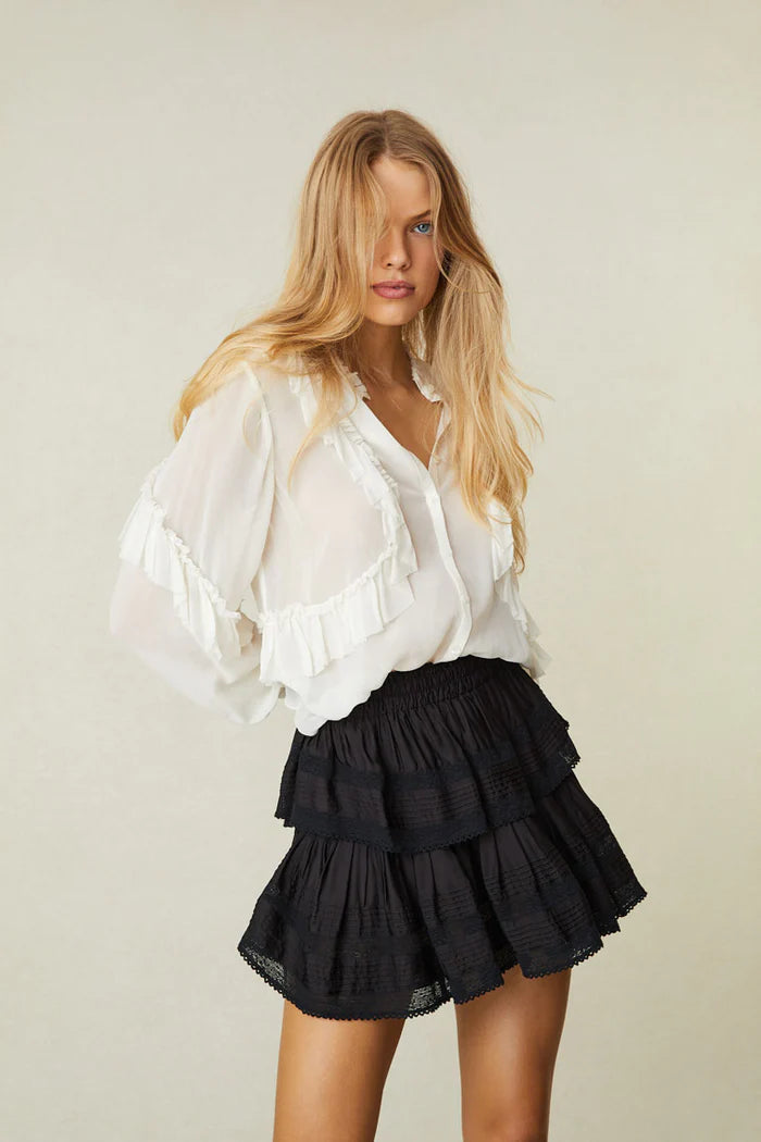 Load image into Gallery viewer, Ruffle Mini Skirt Black
