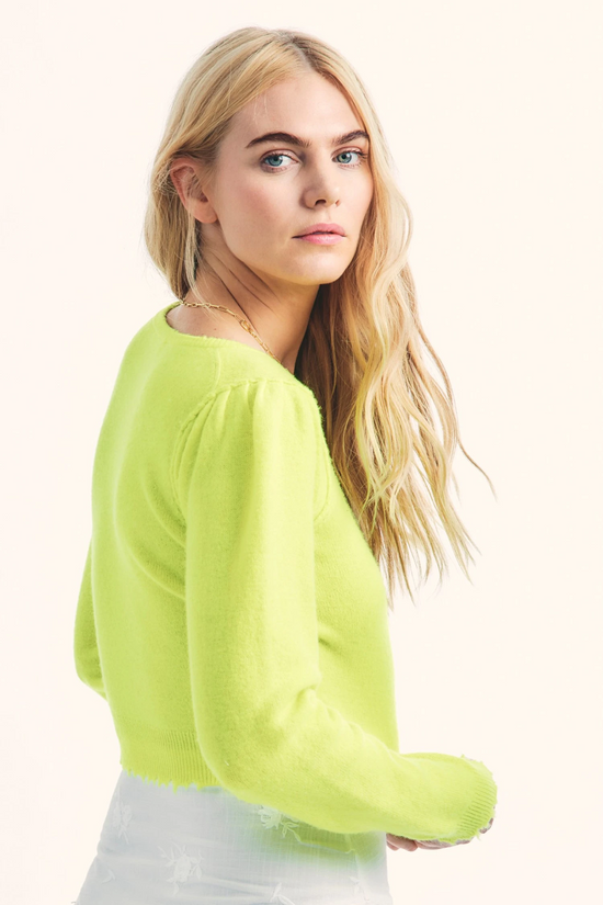 Load image into Gallery viewer, Lune Crop Pullover Neon Yellow
