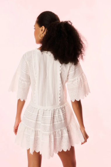 Orcia Cotton Scalloped Mini Dress Optic White