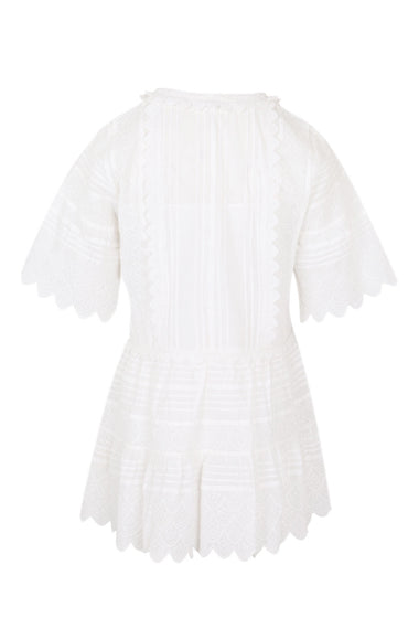 Orcia Cotton Scalloped Mini Dress Optic White