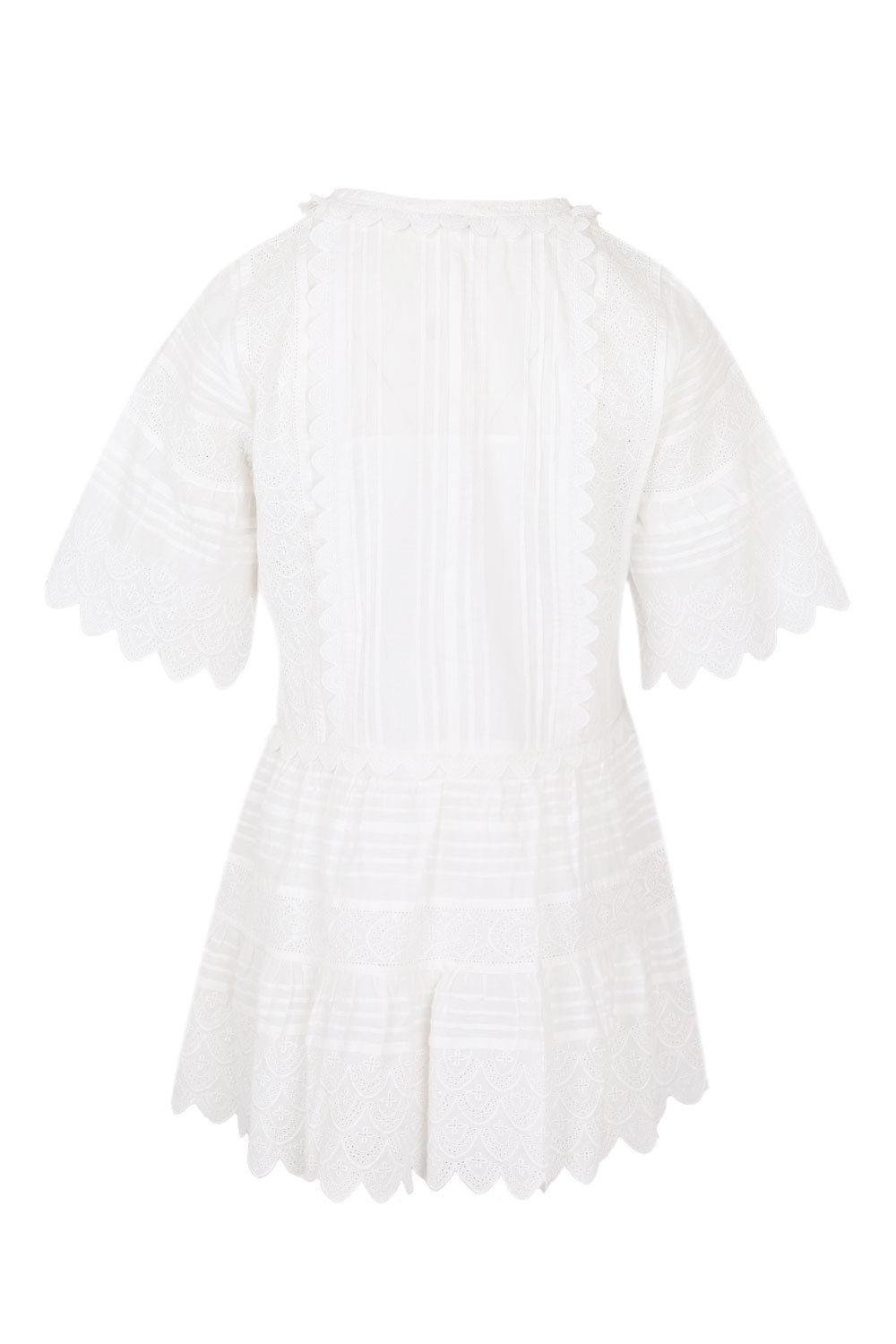 Load image into Gallery viewer, Orcia Cotton Scalloped Mini Dress Optic White
