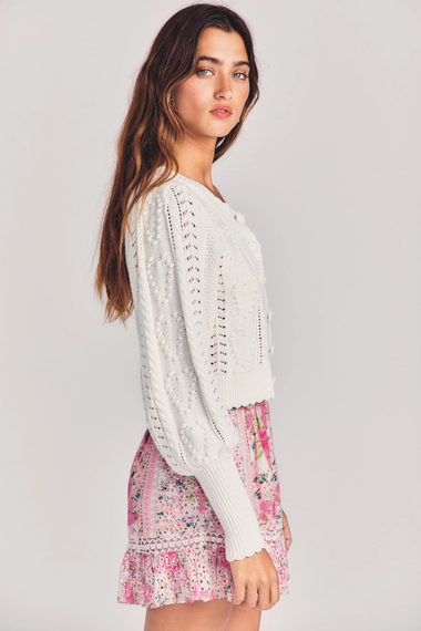 Romeo Cropped Cardigan White - Cardigan