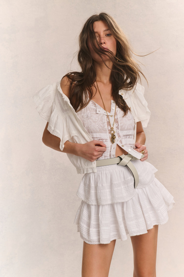 Ruffle Mini Skirt Antique White