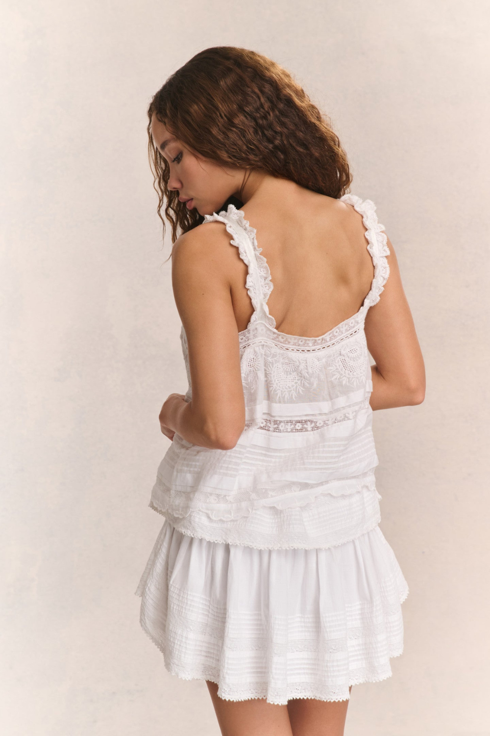 Load image into Gallery viewer, Ruffle Mini Skirt Antique White
