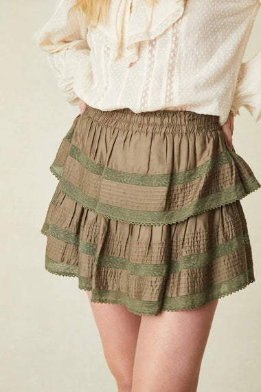 Ruffle Mini Skirt Forest Oak - Skirt