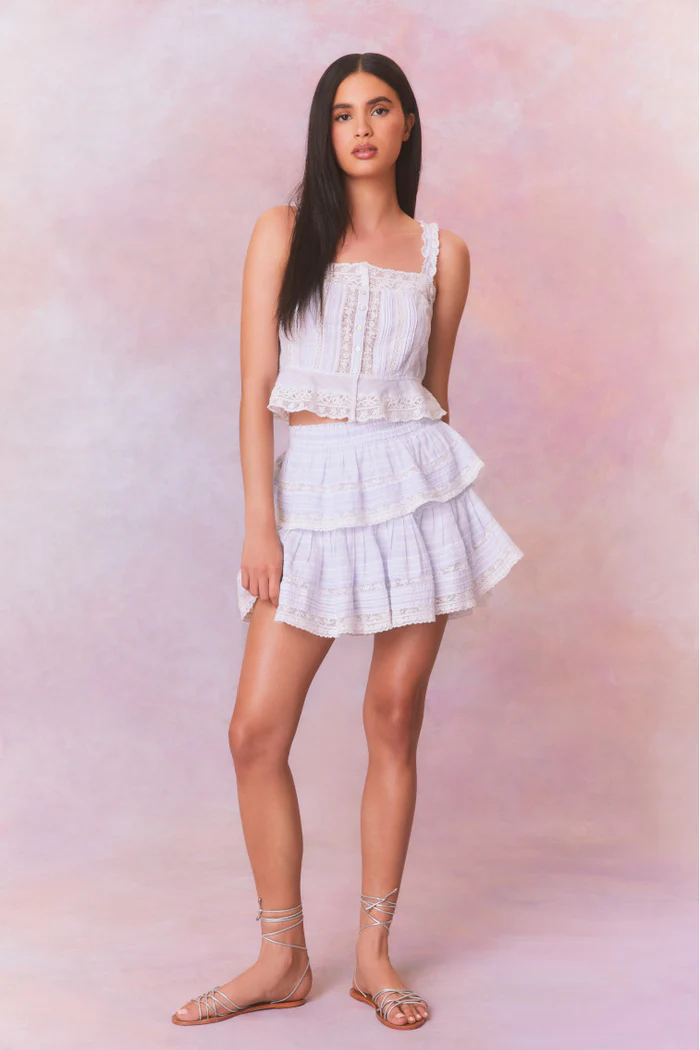 Load image into Gallery viewer, Ruffle Mini Skirt Vintage Voyage - Skirt
