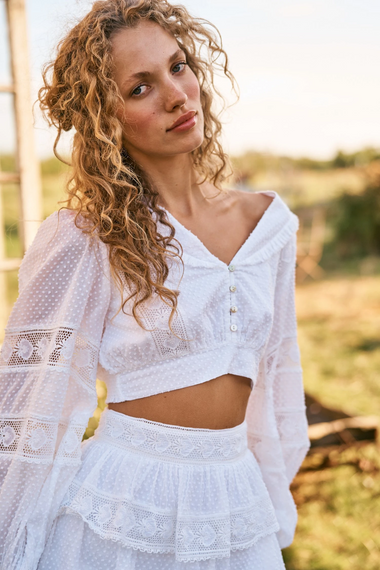 Salida Crop Top Antique White - Top