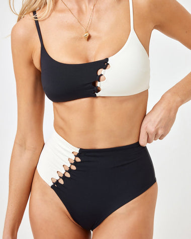Solstice Top Black Cream - Bikini Top