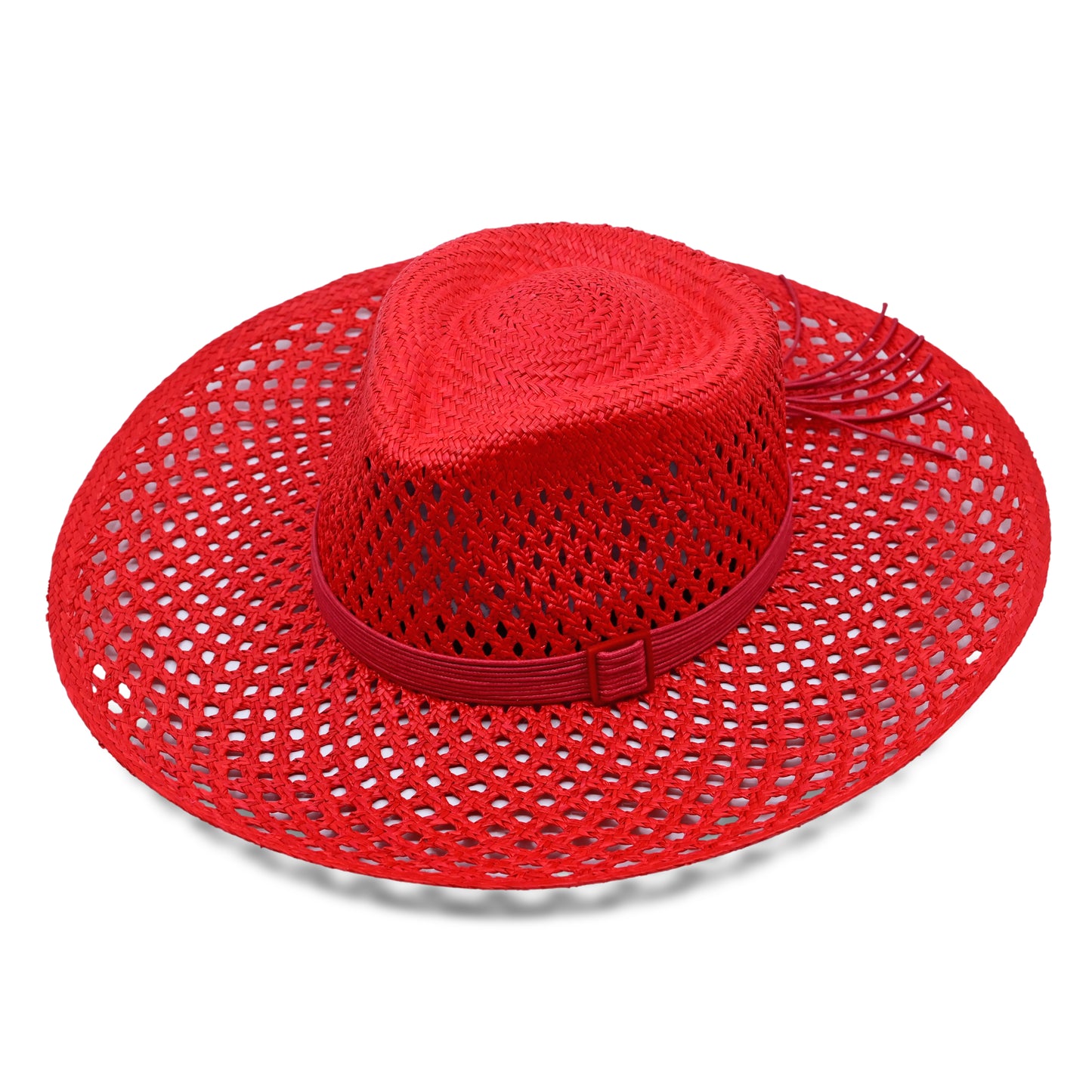 Lucia Diamanete Vent Wide Brim Scarlet Hat With Tagua Buckle Cord - Hat