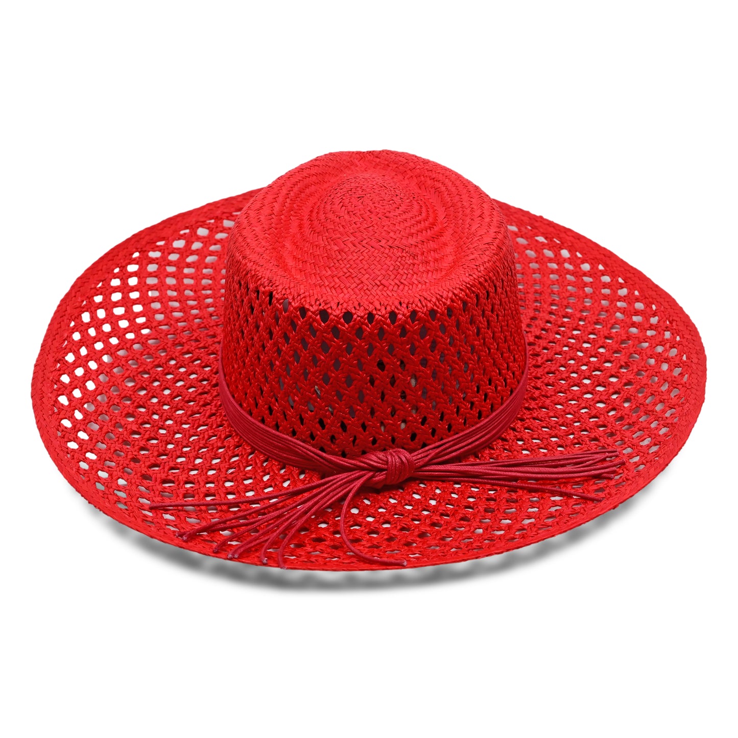 Lucia Diamanete Vent Wide Brim Scarlet Hat With Tagua Buckle Cord - Hat