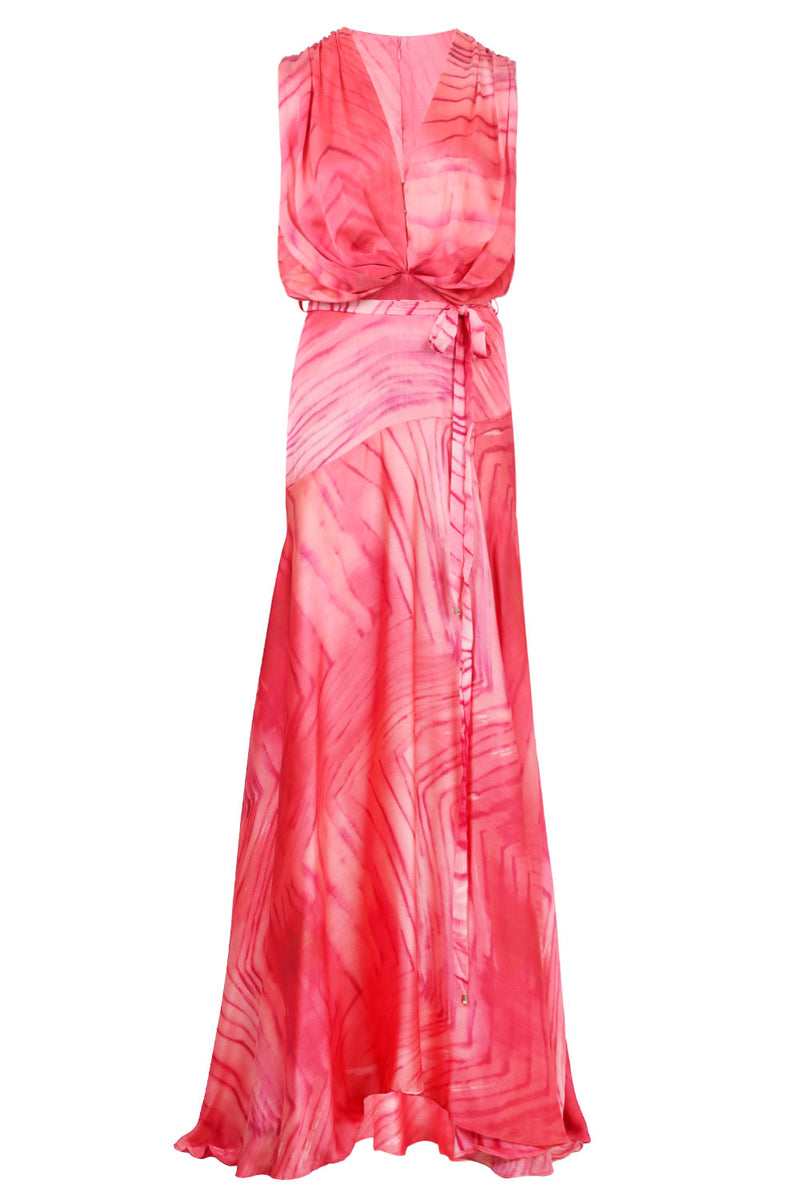 Mystique Satin Maxi Dress Coral Red