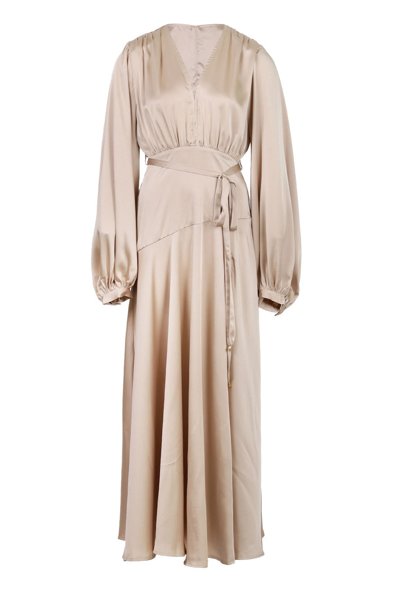 Satin Ultra Maxi Gown Beige