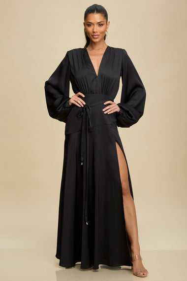 Satin Ultra Maxi Gown Black
