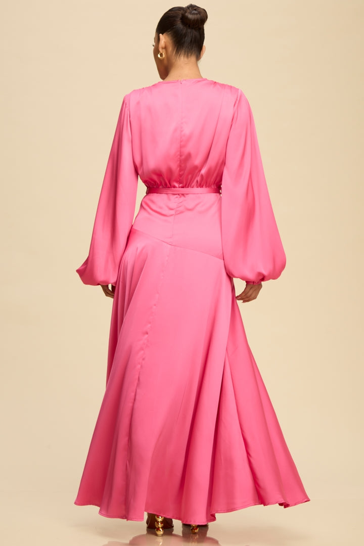 Load image into Gallery viewer, Satin Ultra Maxi Gown Fuchsia

