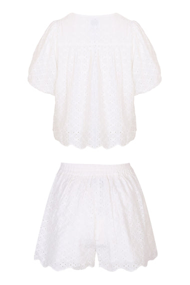 Aiyana Eyelet Top and Shorts Set Off White