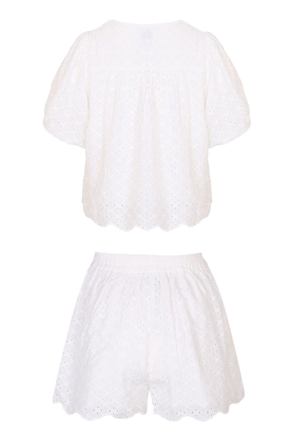 Load image into Gallery viewer, Aiyana Eyelet Top and Shorts Set Off White
