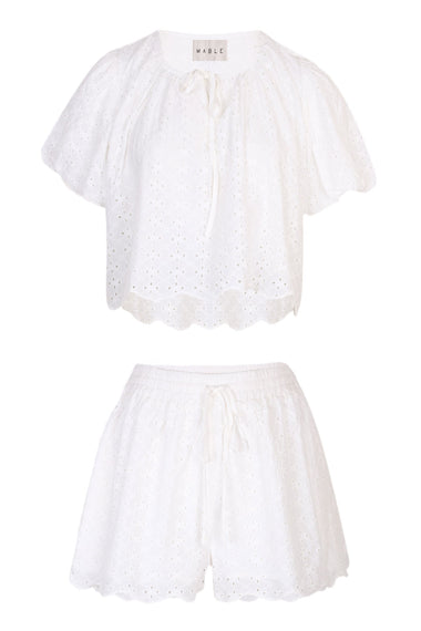 Aiyana Eyelet Top and Shorts Set Off White