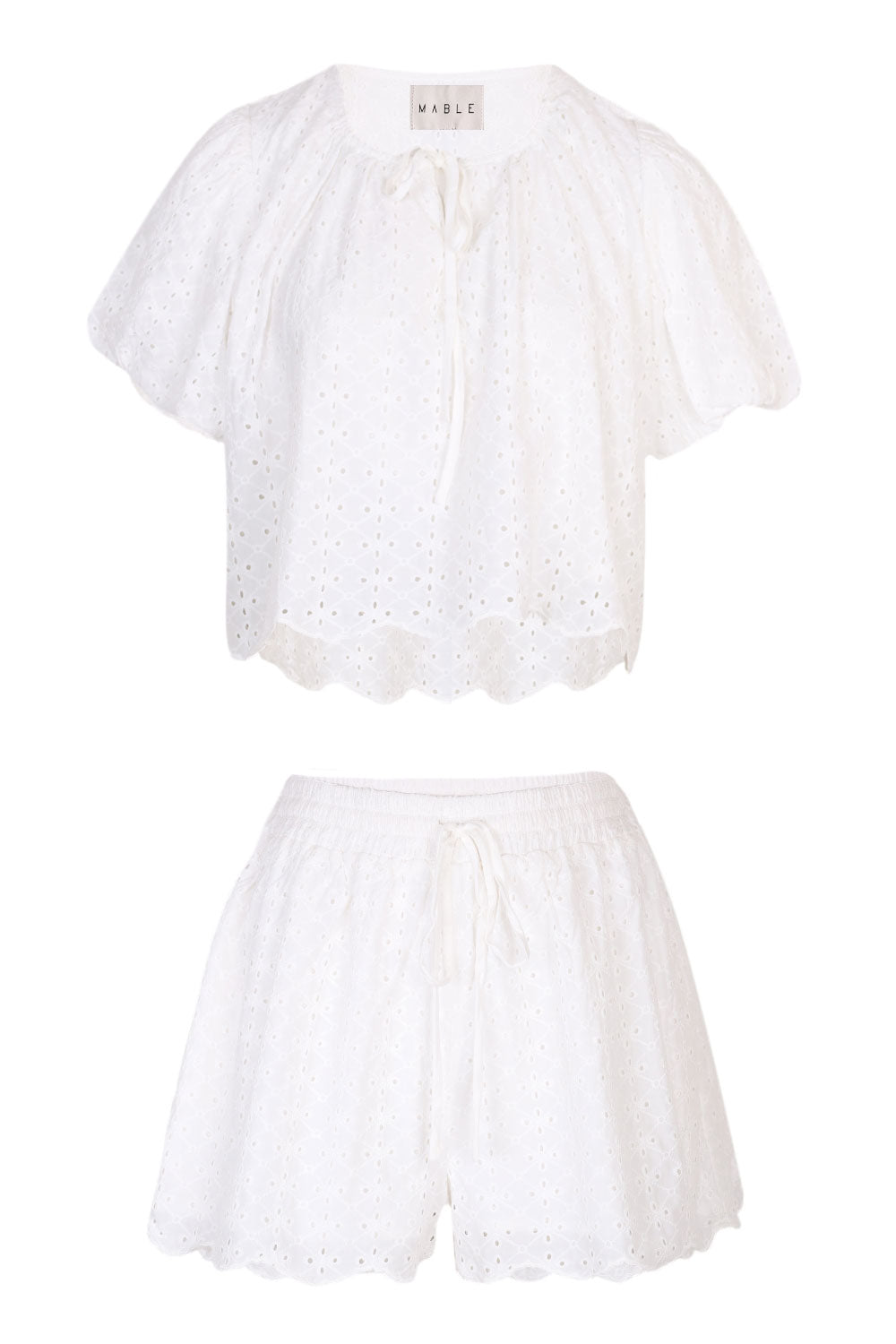Load image into Gallery viewer, Aiyana Eyelet Top and Shorts Set Off White
