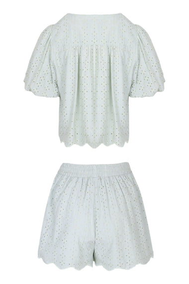 Aiyana Eyelet Top and Shorts Set Mint