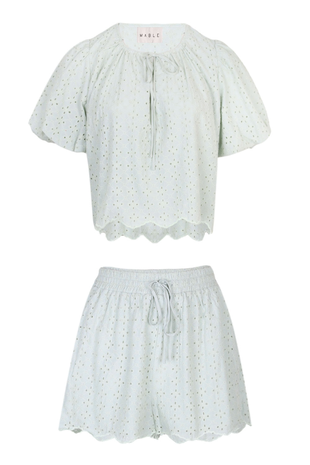 Load image into Gallery viewer, Aiyana Eyelet Top and Shorts Set Mint
