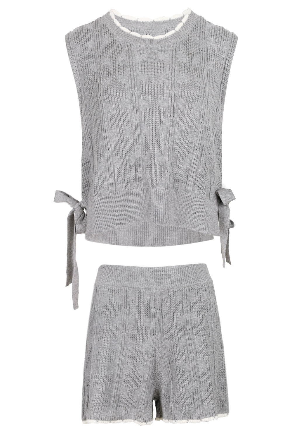 Load image into Gallery viewer, Alaia Side Tie Knit Vest Set Grey
