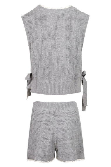 Alaia Side Tie Knit Vest Set Grey