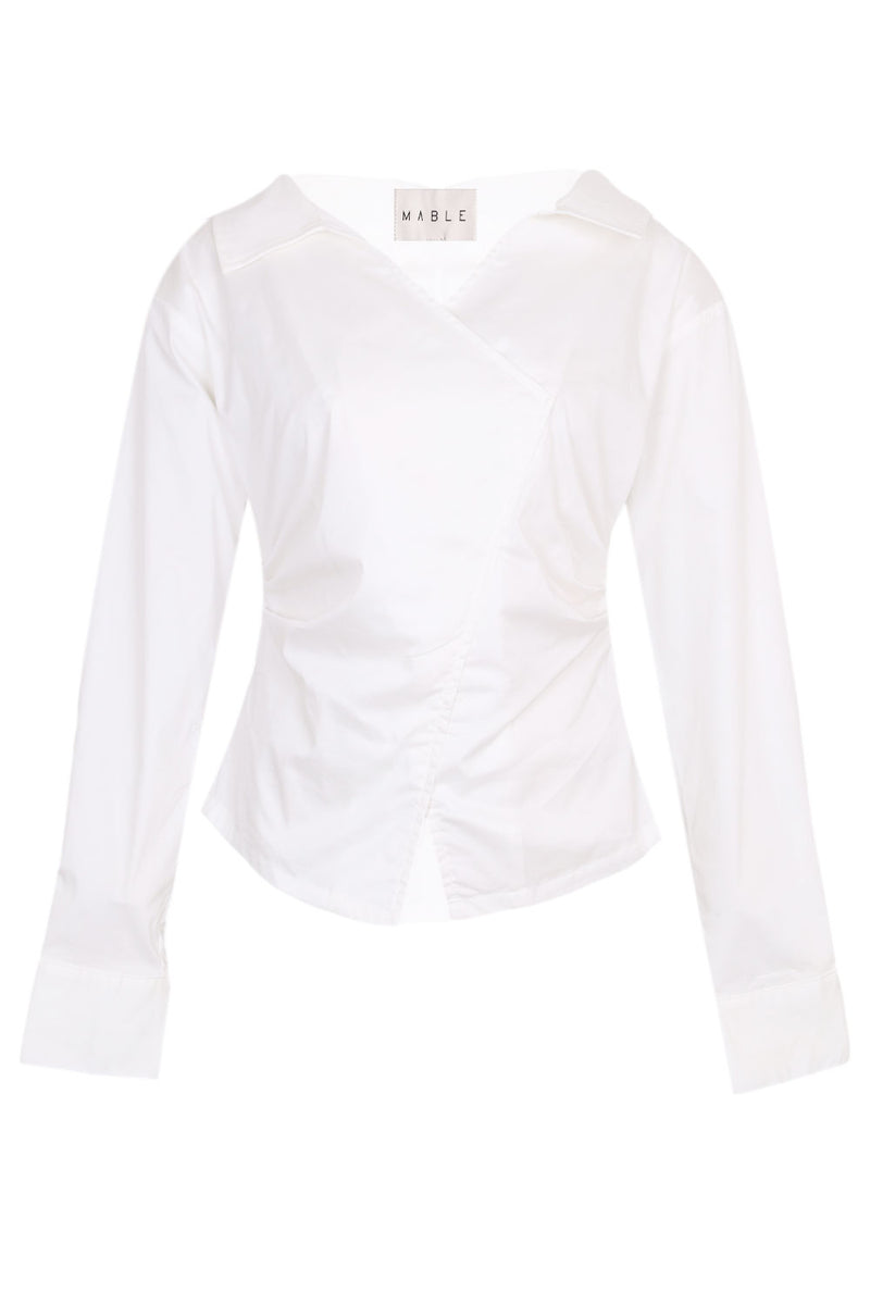 Angelina Wide Neck Long Shirt Off White