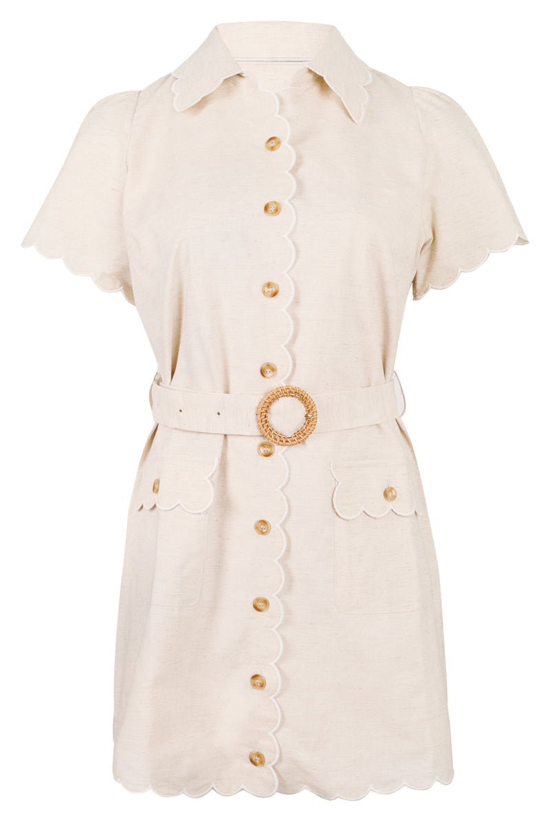 Belted Shirt Dress Oatmeal