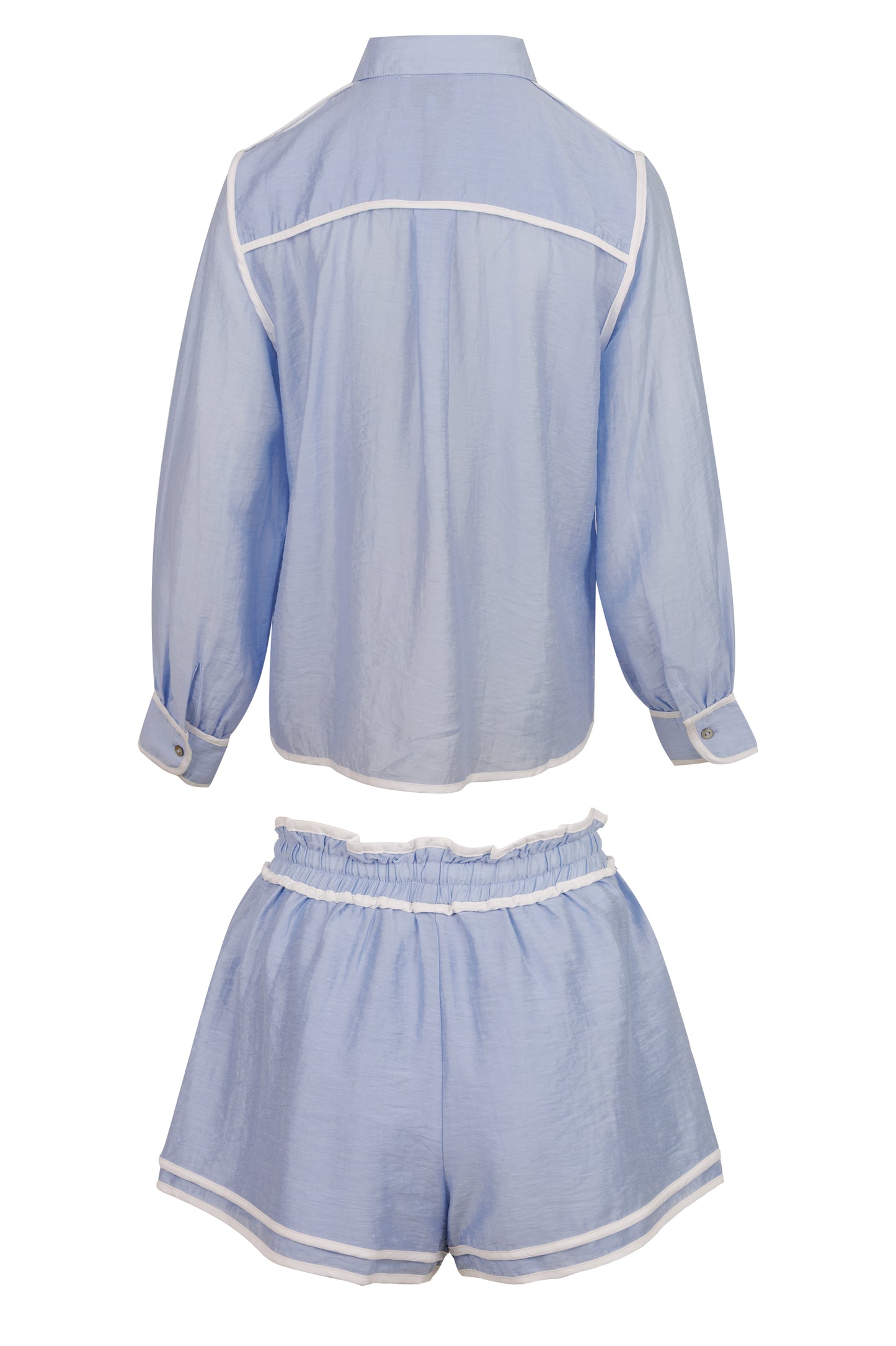 Load image into Gallery viewer, Contrast Detail Shirt and Short Set Blue

