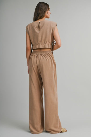 Crop Top and Long Pants Set Mocha