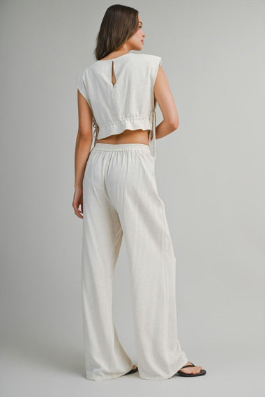 Crop Top and Long Pants Set Oatmeal