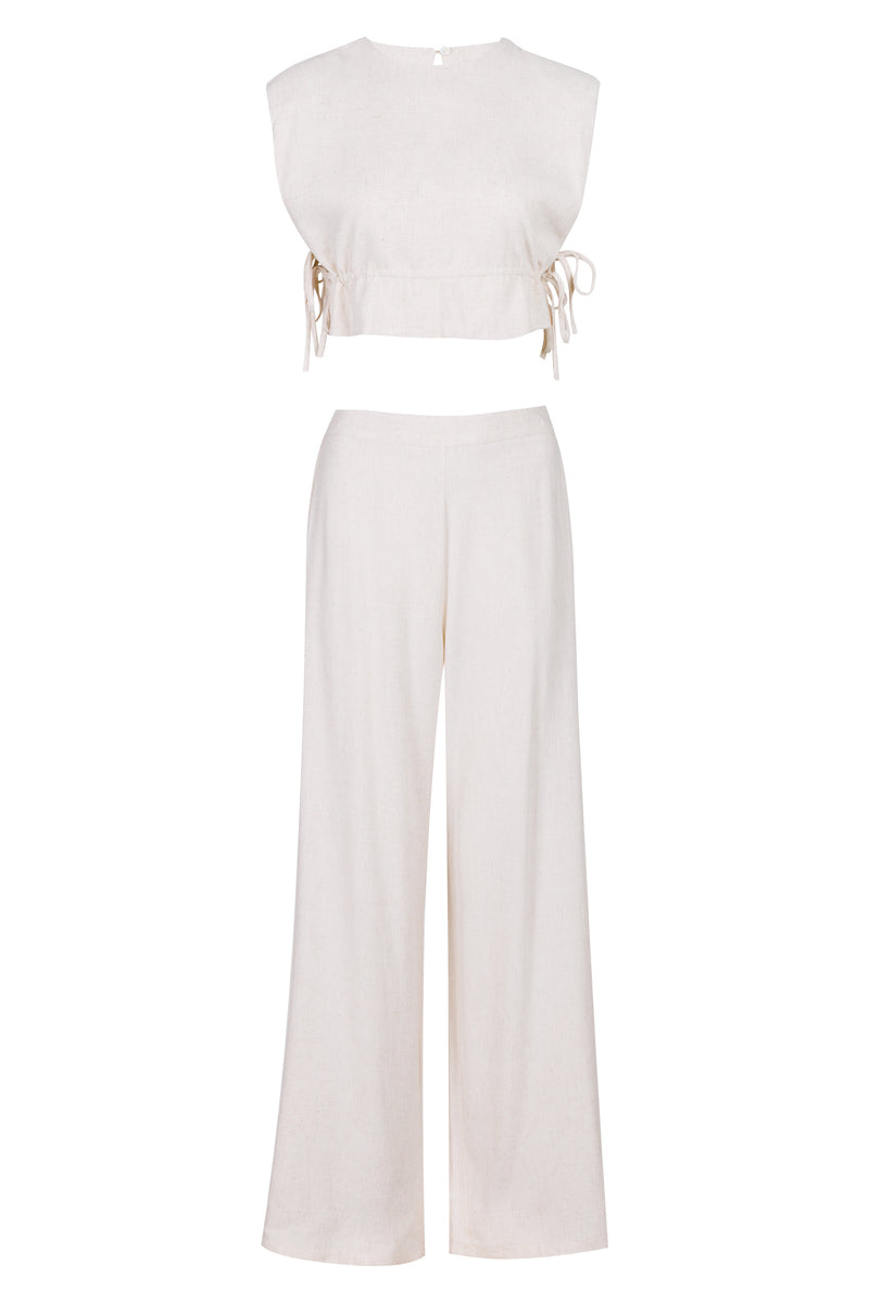 Crop Top and Long Pants Set Oatmeal