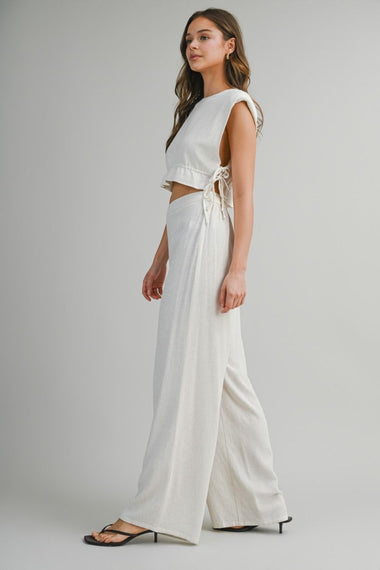Crop Top and Long Pants Set Oatmeal