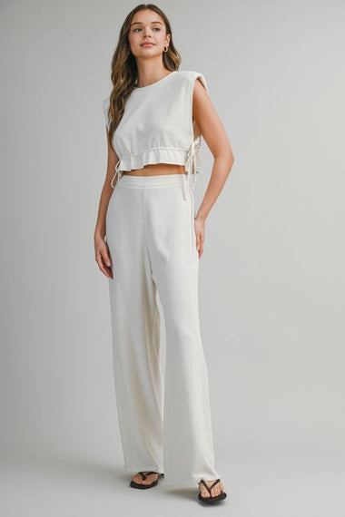 Crop Top and Long Pants Set Oatmeal