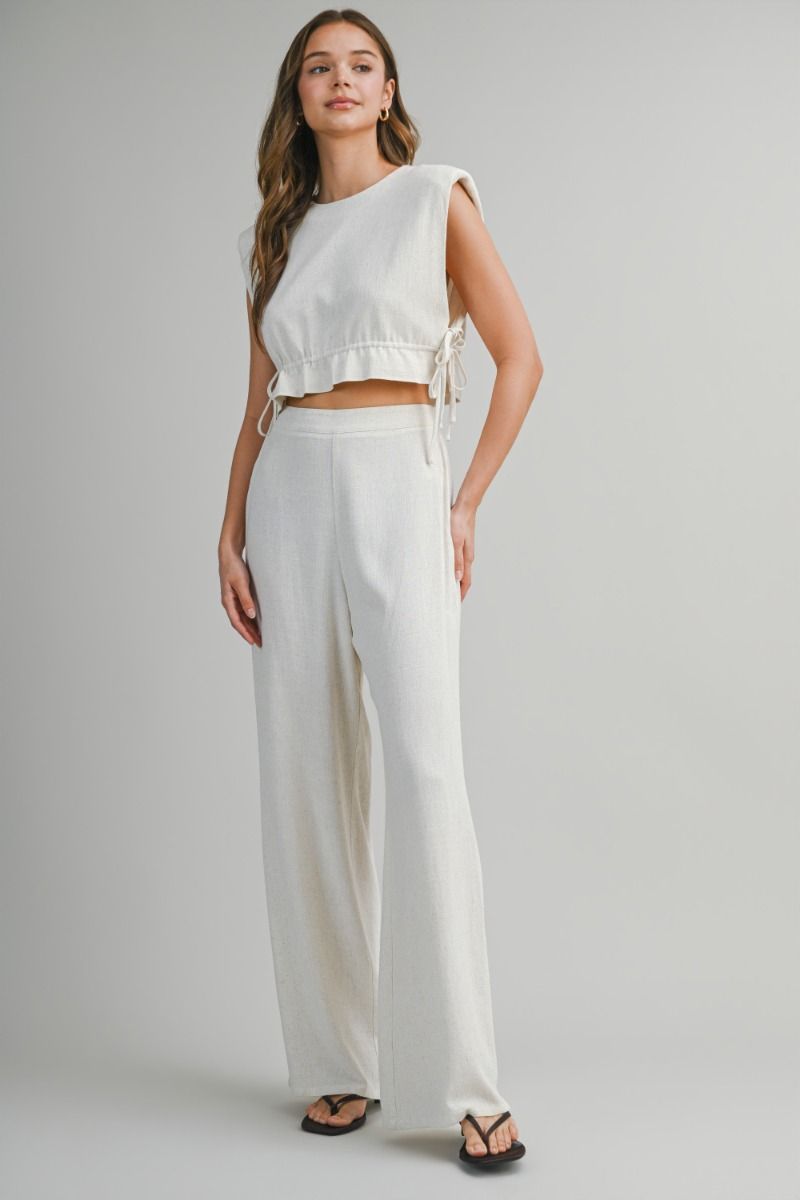 Load image into Gallery viewer, Crop Top and Long Pants Set Oatmeal
