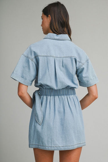 Denim Wrap Skirt Mini Dress