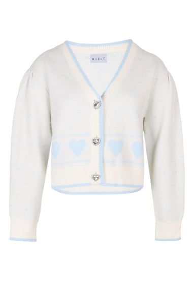 Elizabeth Jacquard Knit Cardigan Blue