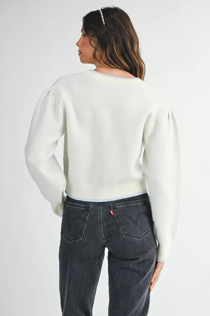 Load image into Gallery viewer, Elizabeth Jacquard Knit Cardigan Blue
