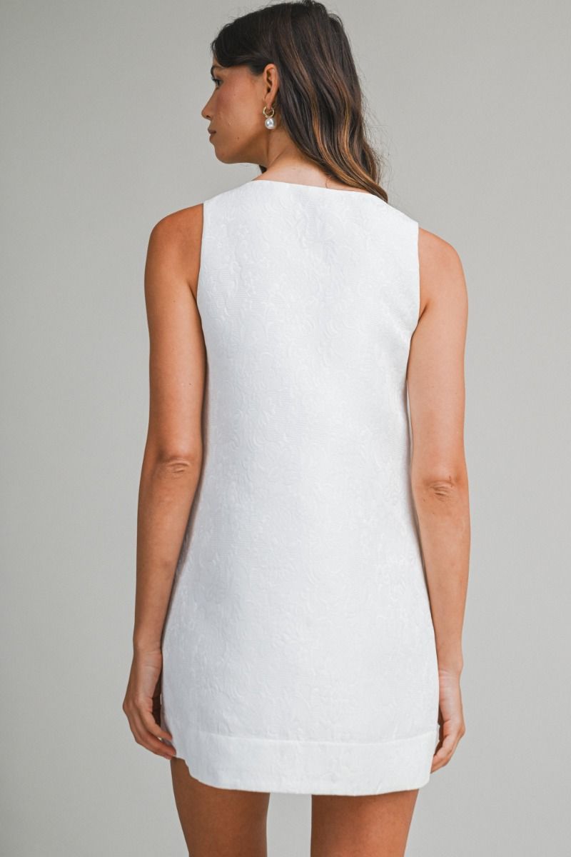 Load image into Gallery viewer, Embossed Scallop Mini Dress Off White
