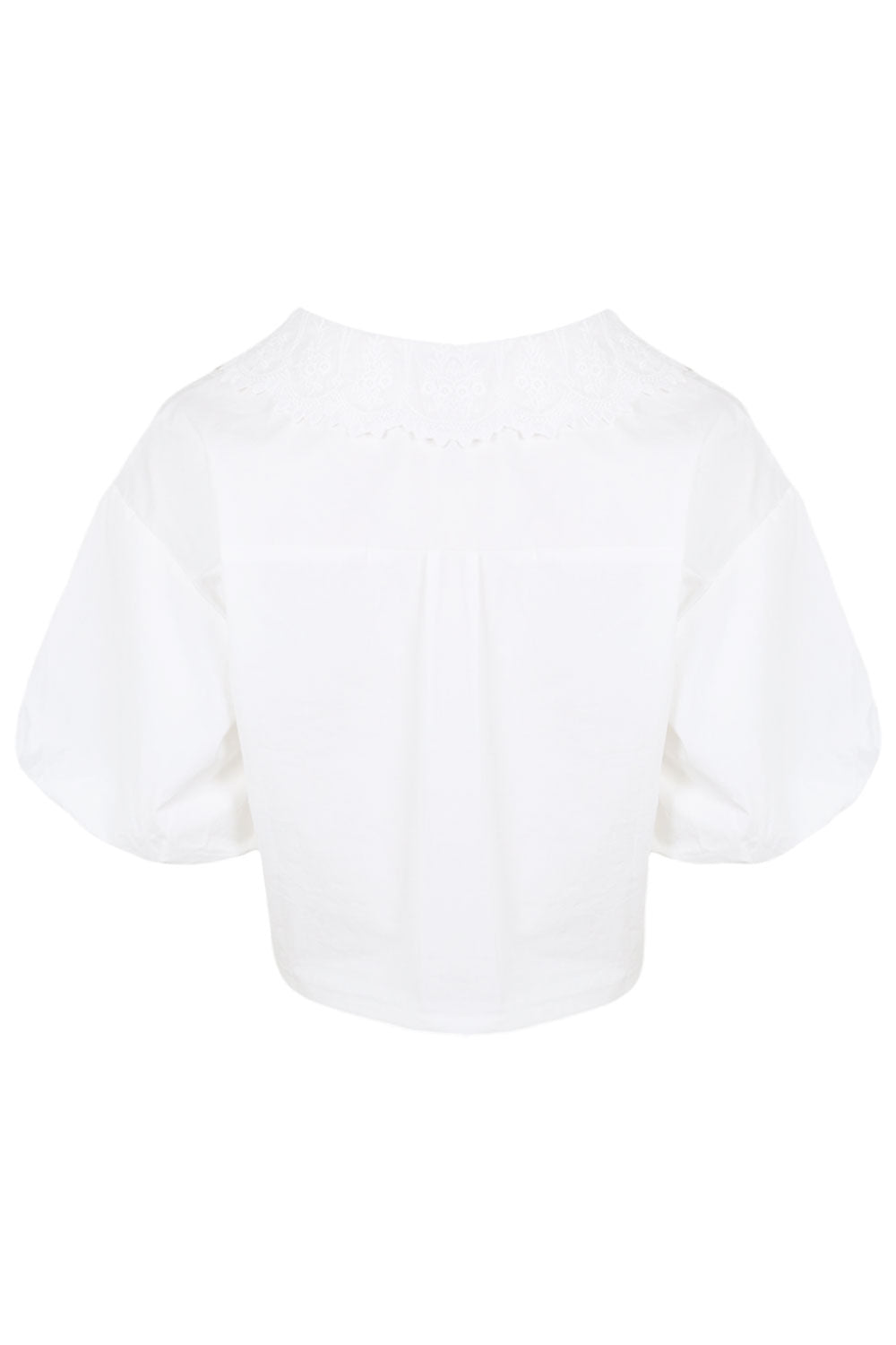 Load image into Gallery viewer, Embroidered Collar Sleeve Pintuck Blouse Off White
