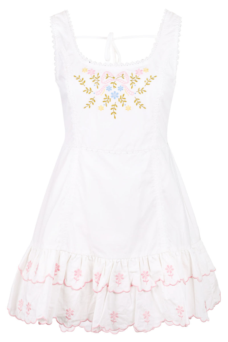Embroidered Mini Dress Off White