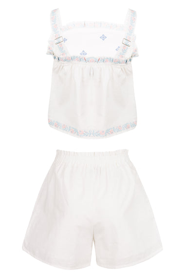 Embroidery Top and Short Set Pink Multi