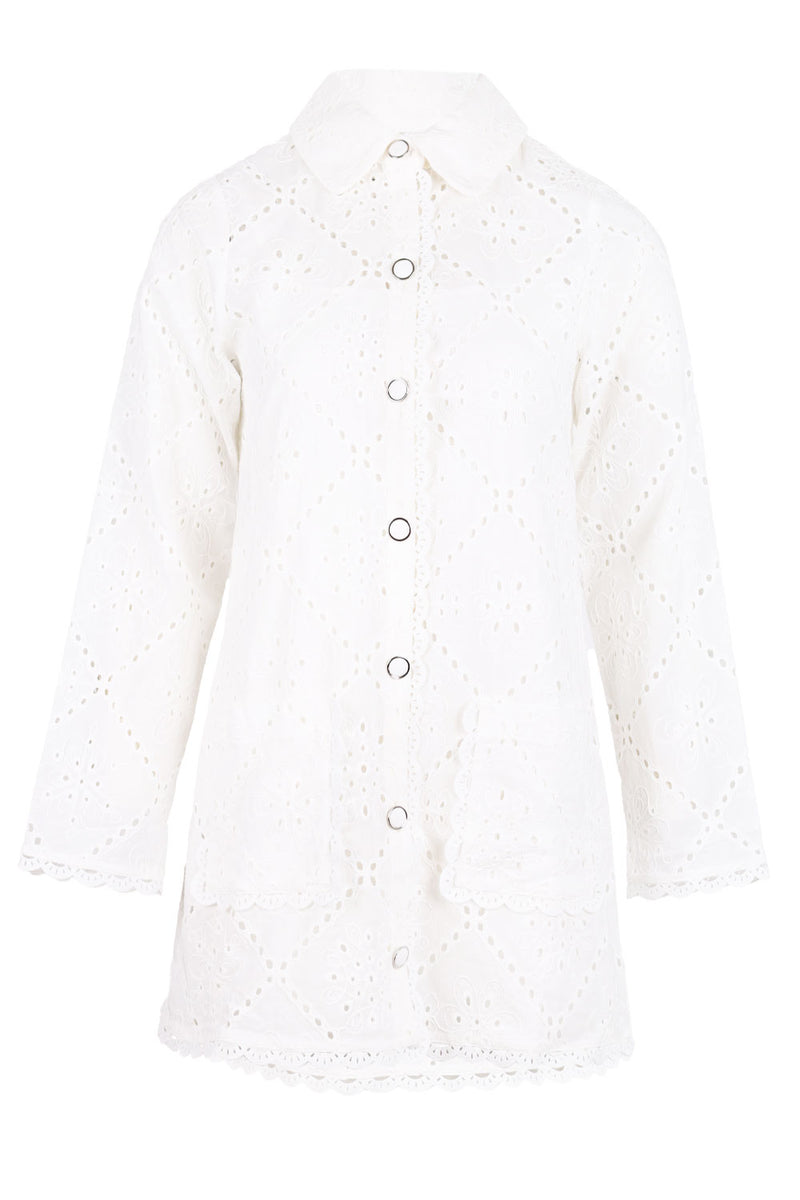 Eyelet Shirts Dress Off White