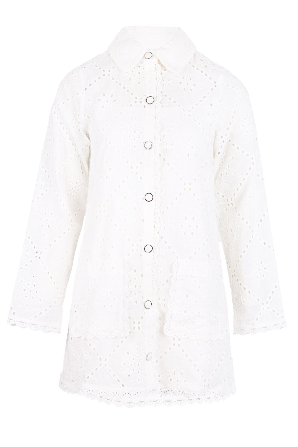 Load image into Gallery viewer, Eyelet Shirts Dress Off White
