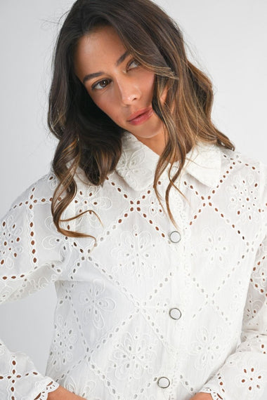 Eyelet Shirts Dress Off White