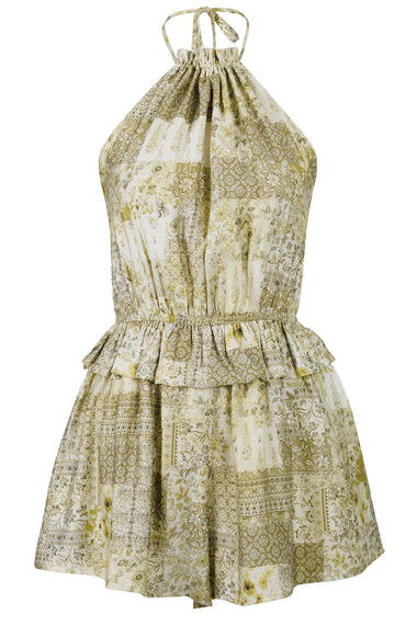 Floral Paisley Romper Green Multi